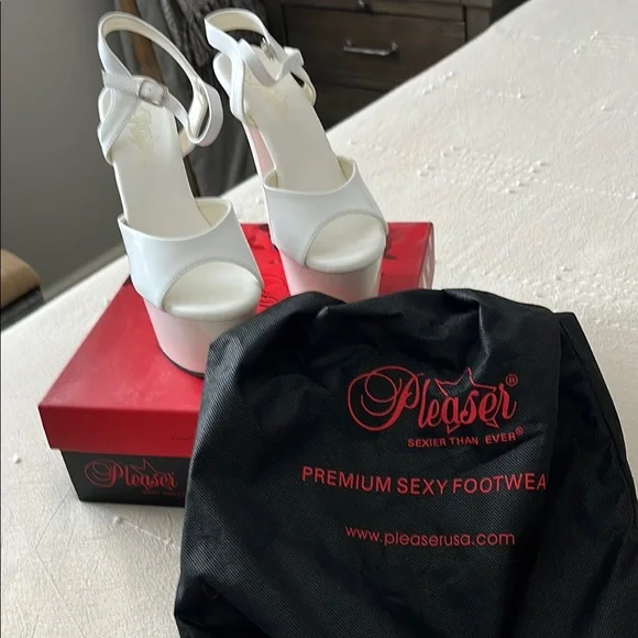 Pleaser Elegant White Platform Sandals Size 7M - Picture 3 of 6